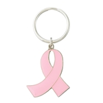 Pink Ribbon Key Ring 1 1/2" Iron Enamel