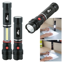 Aluminum alloy COB flashlight with on/off button, magnetic bottom, sleek...