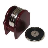 Wood & Metal Coaster Set w/ Medallion