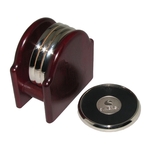 Wood & Metal Coaster Set w/ Medallion