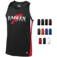 Vertical singlet/ladies' training tank top with stretch mesh side panels.......