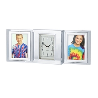 Silver tri-fold alarm clock, with double frame for 1 1/2" x... from ASI 73010...