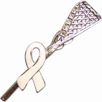 Lapel pin with awareness ribbon on a lacrosse stick.... from ASI 69240...