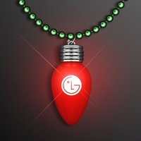 Blank or imprinted. Blinking Red Bulb Christmas Charm on Green Beads.... from...