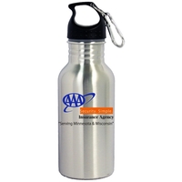 16 Oz. Sports water bottle, stainless steel with carabiner