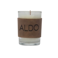 8 oz. scented candle with a wood wick and leather sleeve.... from ASI 88060...