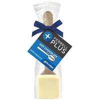 Hot chocolate kit featuring Belgian white chocolate on a spoon inside... from...