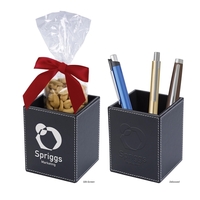 Executive pen cup with 5 oz. filler of cashews or chocolate... from ASI 61125...