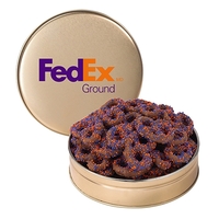 Corporate Color™ Chocolate Pretzel Tin - Small. 6 oz.... from ASI 71685...