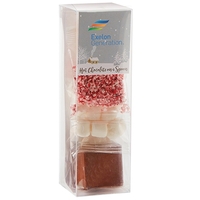 Hot chocolate on a spoon along with mini marshmallows and crushed... from ASI...