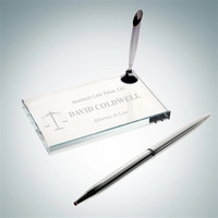 Pen set made of sterling silver features a pen holder measuring... from ASI...