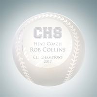 Frosted baseball made of optical crystal with a slanted face cut... from ASI...