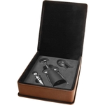 Dark Brown Leatherette 3-Piece Wine Tool Set