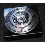 Paperweight-Black Marble with aluminum medallion