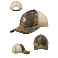 Six panel, structured camo trucker cap with front cotton and mesh... from ASI...
