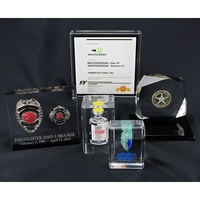 Square shaped acrylic award, available in eight sizes, for embedding...