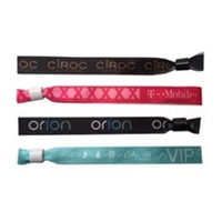 Full Color custom printed Satin Ribbon Event Wristband with locking bead......