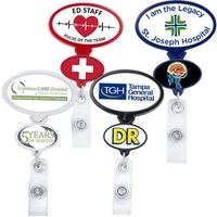 DOUBLE UP OVAL BADGE REEL 2 decorating areas and bull dog... from ASI 49470...