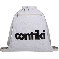 Knit Cotton Sweatshirt Drawstring Backpack w/ Front Zippered Pocket and...