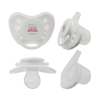 Tritan-made, white pacifier with a clear cap and customization.... from ASI...