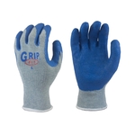 Grey, cotton/poly, knit work glove, latex palm dip