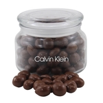 Chocolate Covered Peanuts in a Glass Jar with Lid