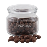 Chocolate Covered Raisins in a Glass Jar with Lid