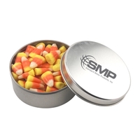 Large Round Metal Tin with Lid and Candy Corn... from ASI 44900 NC Custom...