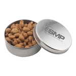 Large Round Metal Tin with Lid and Honey Roasted Peanuts