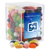 Clear acrylic box with full color label, filled with Jelly Belly... from ASI...