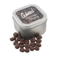 Large Tin with Window Lid and Chocolate Covered Raisins