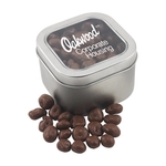 Large Tin with Window Lid and Chocolate Covered Raisins