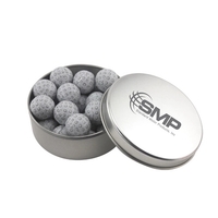 Large Round Metal Tin with Lid and Chocolate Golf Balls... from ASI 44900 NC...