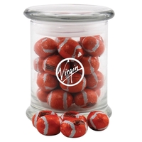 Chocolate Footballs in a Large Round Glass Status Jar with Lid... from ASI...