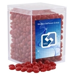 Cinnamon Imperials Candy in a Clear Acrylic Square Box
