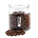 Chocolate Covered Raisins in a Glass Jar with Lid