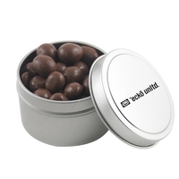 Round Metal Tin with Lid and Chocolate Covered Peanuts... from ASI 44900 NC...