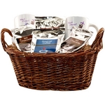 Gift basket with coffee, tea and mugs