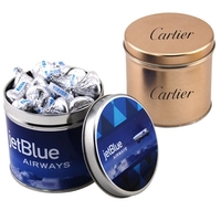 Hereshy Kisses in a 3.5" Round Metal Tin with Lid... from ASI 44900 NC Custom...