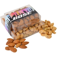 Double stacked acetate tower filled with roasted almonds and salted...