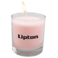 Votive candle inside a 3 oz. frosted glass jar with scent... from ASI 44900...