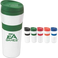 20 oz White Stainless Steel Tumbler with Colored Accents