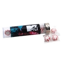 6" plastic tube with metal cap and filled with Starlight Peppermints.... from...