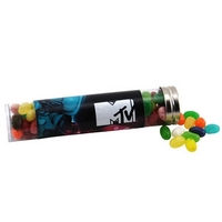 6" plastic tube with metal cap and filled with Jelly Belly... from ASI 44900...