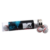 Chocolate Baseballs in a 6 " Plastic Tube with Metal Cap... from ASI 44900 NC...