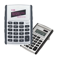 Silver case calculator with black rubberized edges and keys, and LCD... from...
