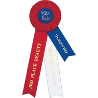 Custom Rosette; Head diameter 4-1/2", Overall Length 14", Streamer size 2"......