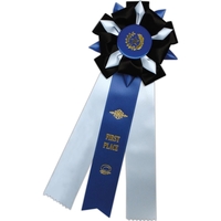 Rosettes with Celluloid Buttons; Head diameter 6-1/4", Overall Length 16",...