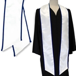 White Graduation Stole With Navy Binding
