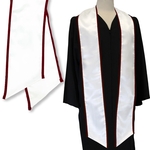 White Graduation Stole With Maroon Binding